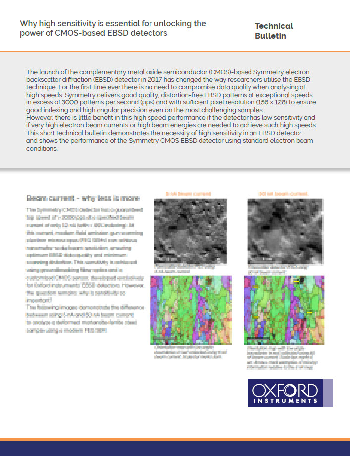 为什么高灵敏度对于解锁基于CMO的EBSD检测器的功率至关重要